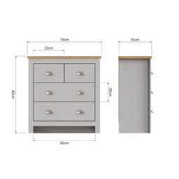 Timber Art Design Lisbon Light Grey Bedroom Chest Of Drawers 2+2 4 Drawer Storage Cabinet Furniture - thumbnail 7