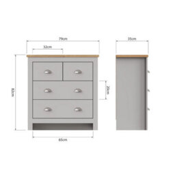 Timber Art Design Lisbon Light Grey Bedroom Chest Of Drawers 2+2 4 Drawer Storage Cabinet Furniture - thumbnail 4