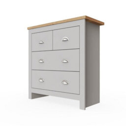 Timber Art Design Lisbon Light Grey Bedroom Chest Of Drawers 2+2 4 Drawer Storage Cabinet Furniture - thumbnail 3
