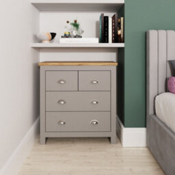 Timber Art Design Lisbon Light Grey Bedroom Chest Of Drawers 2+2 4 Drawer Storage Cabinet Furniture - thumbnail 5