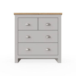 Timber Art Design Lisbon Light Grey Bedroom Chest Of Drawers 2+2 4 Drawer Storage Cabinet Furniture