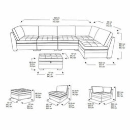 Xample Thomasville Tisdale Beige 6 Piece Modular Fabric Sofa With Storage Ottoman, Pocket Coil Seating, Removable Cushions & Wood Legs - thumbnail 2