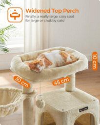 Songmics Cat Tower For Indoor Cats, 2-Door Cat Cave, Cat Tree, Scratching Ramp, And Extra-Wide Perch, Beige - thumbnail 4