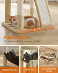 Songmics Cat Tower For Indoor Cats, 2-Door Cat Cave, Cat Tree, Scratching Ramp, And Extra-Wide Perch, Beige - thumbnail 7