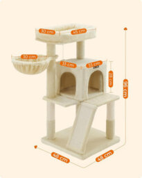 Songmics Cat Tower For Indoor Cats, 2-Door Cat Cave, Cat Tree, Scratching Ramp, And Extra-Wide Perch, Beige - thumbnail 2