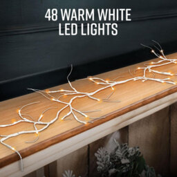 Globrite Christmas Garland - 6 Ft Birch, 48 Led Battery Operated - Fairy Lights With Timer Table & Home Christmas Decorations - thumbnail 3