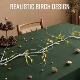 Globrite Christmas Garland - 6 Ft Birch, 48 Led Battery Operated - Fairy Lights With Timer Table & Home Christmas Decorations - thumbnail 2