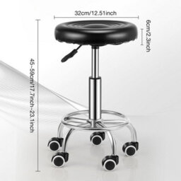 Round Swivel Bar Stools Pu Leather Drafting Chair For Office Bar Kitchen - thumbnail 2
