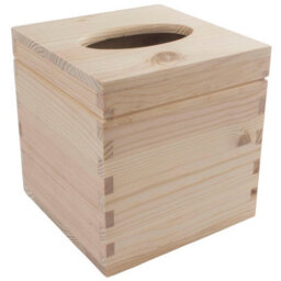 Woodeedoo Square Wooden Tissue Box Cube Dispenser With Hinged Lid Table Decor Bathroom Bedroom Office Refill Tissues Cover Container - thumbnail 2