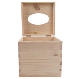 Woodeedoo Square Wooden Tissue Box Cube Dispenser With Hinged Lid Table Decor Bathroom Bedroom Office Refill Tissues Cover Container - thumbnail 4