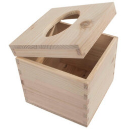 Woodeedoo Square Wooden Tissue Box Cube Dispenser With Hinged Lid Table Decor Bathroom Bedroom Office Refill Tissues Cover Container - thumbnail 3