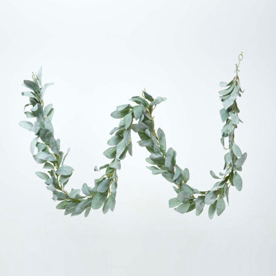 Homescapes Artificial Green Handcrafted Lambs Ear Foliage Garland, 190 Cm - image 1