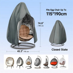 190X115Cmheavy Duty Hanging Swing Egg Chair Cover Garden Patio Outdoor Sun Uv Waterproof - thumbnail 3