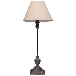 Wyld Haus Mossfern Slim Table Lamp With Neutral Linen Shade, Grey-Washed Wood - thumbnail 2