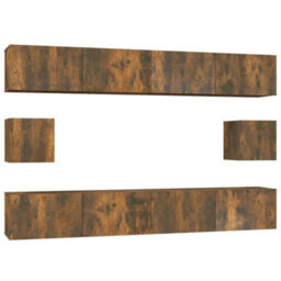 Berkfield 6 Piece Tv Cabinet Set Smoked Oak Engineered Wood - thumbnail 2