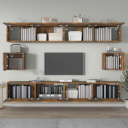 Berkfield 6 Piece Tv Cabinet Set Smoked Oak Engineered Wood - thumbnail 3