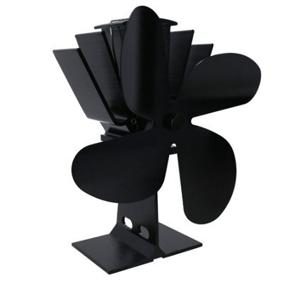 AB Tools 4 Blade Stove Fan Black Heat Powered Fan For Wood / Log Burners Or Fireplace - image 1