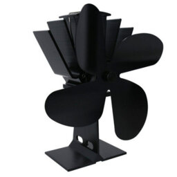 AB Tools 4 Blade Stove Fan Black Heat Powered Fan For Wood / Log Burners Or Fireplace
