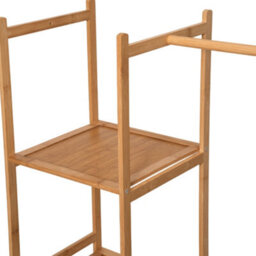 Darphe Light Brown Multifunctional Bamboo Coat Rack With Hanging Rod And Shelves - thumbnail 7