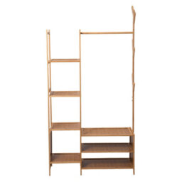 Darphe Light Brown Multifunctional Bamboo Coat Rack With Hanging Rod And Shelves - thumbnail 4