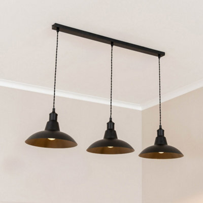 Valuelights Civic Matte Black Metro Dome 3 Drop Diner Bar Matte Black Ceiling Pendant Light - image 1