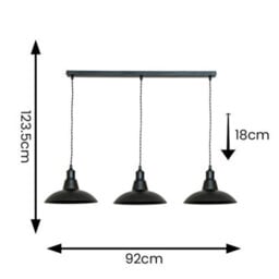 Valuelights Civic Matte Black Metro Dome 3 Drop Diner Bar Matte Black Ceiling Pendant Light - thumbnail 8