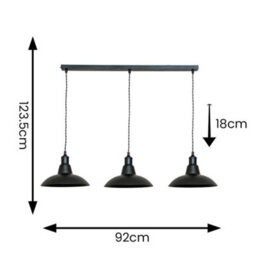 Valuelights Civic Matte Black Metro Dome 3 Drop Diner Bar Matte Black Ceiling Pendant Light - thumbnail 7
