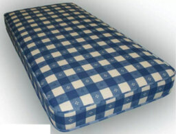 "Wilson Beds - 4"" (10Cm) Deep 2Ft6 Small Single Blue Check All Firm Reflex Foam Kids Thin Mattress"