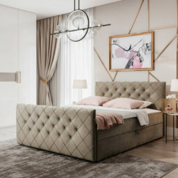 Malaga M Bedroom Upholstered Bed Mdf Laminated Board Hr Foam Bonell Spring Wooden Frame With Topper 120X200 Olive