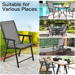 Costway Set Of 2 Folding Chairs Outdoor Dining Garden Chairs Armchair With Armrests - thumbnail 8
