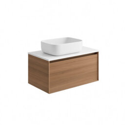 Plum&clay Matterhorn Oak Wall Hung Bathroom Vanity Unit With White Countertop (W)750mm (H)450mm - thumbnail 2