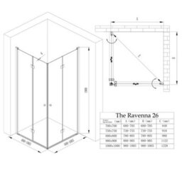 Durovin Bathrooms 800X700mm Double Bifold Doors Shower Enclosure With Anti Slip Tray Transparent L Shape 6mm Safety Glass - thumbnail 7