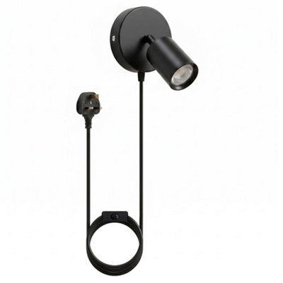 Modern Plug In Wall Light Gu10 350 Rotatable Sconce With Switch 90 Up Down For Bedroom Living Room Black - image 1