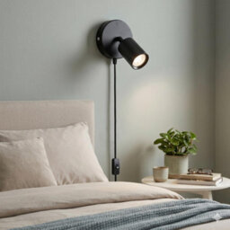 Modern Plug In Wall Light Gu10 350 Rotatable Sconce With Switch 90 Up Down For Bedroom Living Room Black - thumbnail 6
