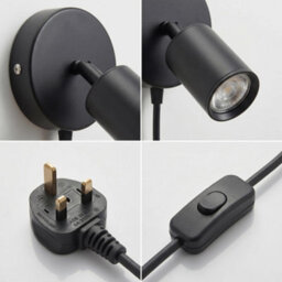 Modern Plug In Wall Light Gu10 350 Rotatable Sconce With Switch 90 Up Down For Bedroom Living Room Black - thumbnail 8