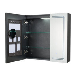 Living And Home 2-Door Wall-Mounted Bathroom Mirror Cabinet With Led Lights And Shelves, Touch Switch - thumbnail 4