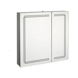 Living And Home 2-Door Wall-Mounted Bathroom Mirror Cabinet With Led Lights And Shelves, Touch Switch - thumbnail 1