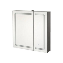 Living And Home 2-Door Wall-Mounted Bathroom Mirror Cabinet With Led Lights And Shelves, Touch Switch - thumbnail 2