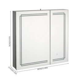 Living And Home 2-Door Wall-Mounted Bathroom Mirror Cabinet With Led Lights And Shelves, Touch Switch - thumbnail 7