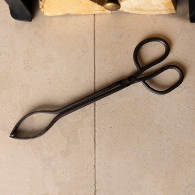 Charles Bentley Cypress Fireside Tongs Iron Black Antique - image 1