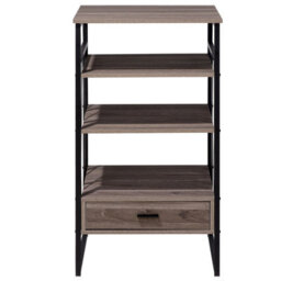 Wyld And Coco Nova Taupe Console Table Tv Stand - 3 Shelves, 1 Drawer, Taupe Oak Effect, Industrial Style - thumbnail 5