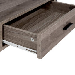 Wyld And Coco Nova Taupe Console Table Tv Stand - 3 Shelves, 1 Drawer, Taupe Oak Effect, Industrial Style - thumbnail 7