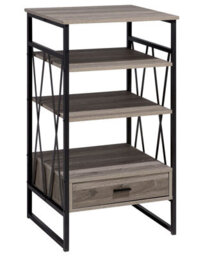 Wyld And Coco Nova Taupe Console Table Tv Stand - 3 Shelves, 1 Drawer, Taupe Oak Effect, Industrial Style - thumbnail 3