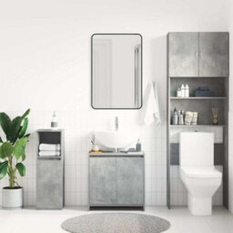 Berkfield Sturdy Bathroom Cabinet Concrete Grey 60X33X61 Cm Engineered Wood - thumbnail 3