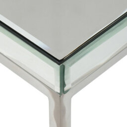 Pacific Lifestyle Mirrored Glass Square Coffee Table With Bevelled Edge And Silver Metal Frame 70Cm, Elysee - thumbnail 8