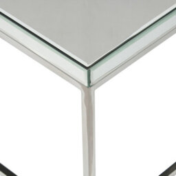 Pacific Lifestyle Mirrored Glass Square Coffee Table With Bevelled Edge And Silver Metal Frame 70Cm, Elysee - thumbnail 9