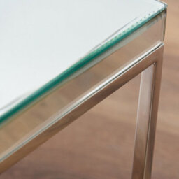 Pacific Lifestyle Mirrored Glass Square Coffee Table With Bevelled Edge And Silver Metal Frame 70Cm, Elysee - thumbnail 4