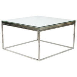 Pacific Lifestyle Mirrored Glass Square Coffee Table With Bevelled Edge And Silver Metal Frame 70Cm, Elysee - thumbnail 5
