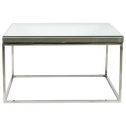 Pacific Lifestyle Mirrored Glass Square Coffee Table With Bevelled Edge And Silver Metal Frame 70Cm, Elysee - thumbnail 6