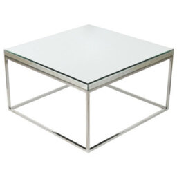 Pacific Lifestyle Mirrored Glass Square Coffee Table With Bevelled Edge And Silver Metal Frame 70Cm, Elysee - thumbnail 7
